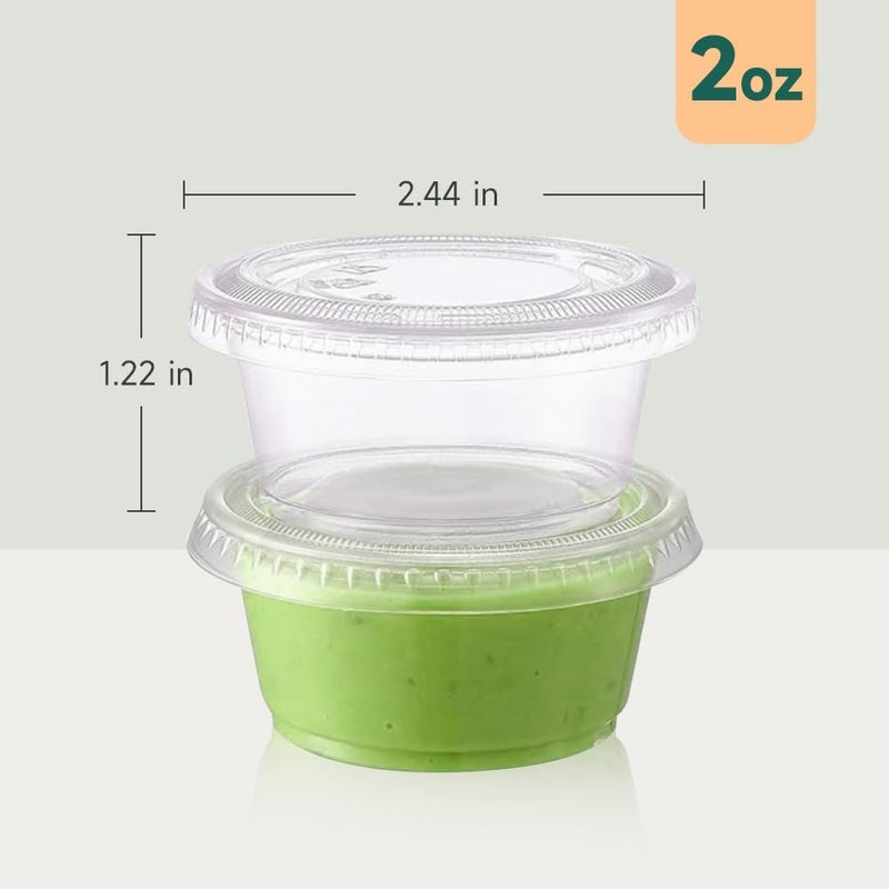 SUCITY 520 عبوة - أكواب بلاستيكية disposable سعة 2 أونصة مع أغطية، أكواب جيلو شوت، صلصة السلطة، حاويات بلاستيكية صغيرة لتحضير الوجبات، الصلصات، وتذوق العينات...  - Image 3